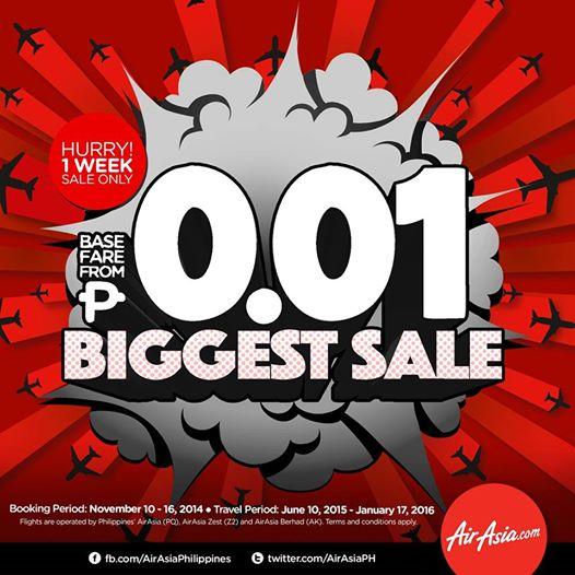 AirAsia Zest offers P0.01 seat sale